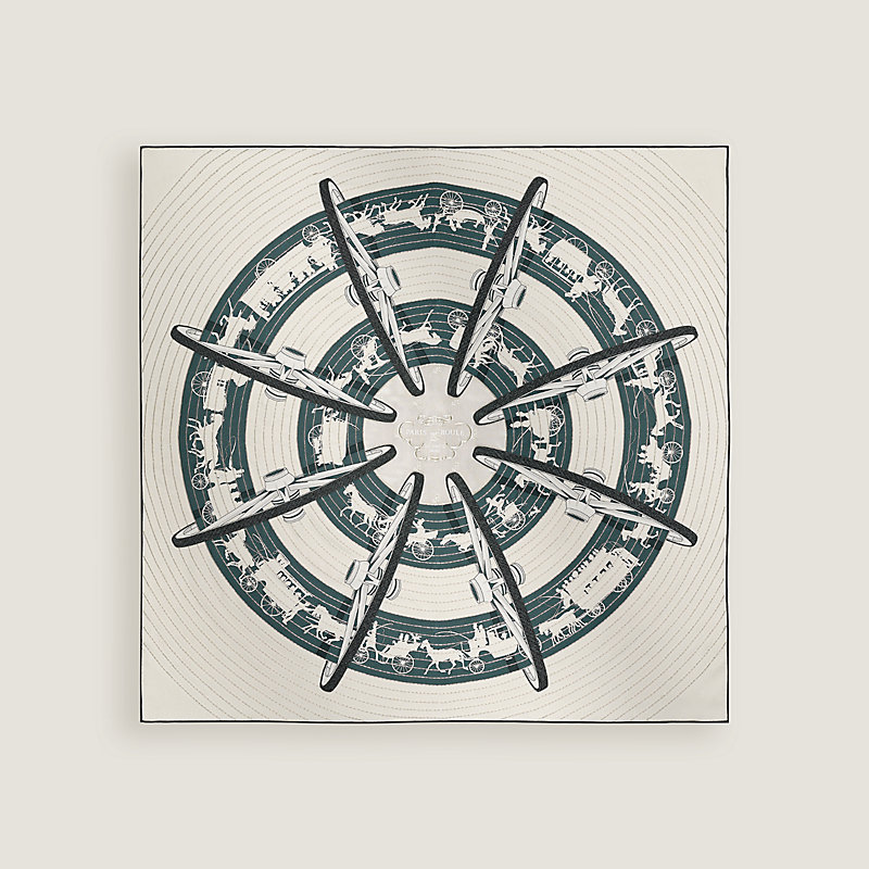 カレ70 プレシュー 《車輪でめぐるパリ》 - ベージュ | Hermès